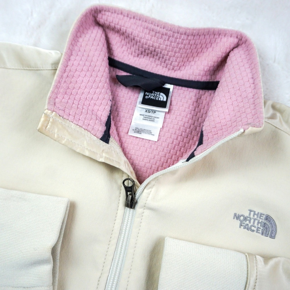 The North Face Softshell Jacket Full Zip Pink Lined Coat Active Womens XS Cream